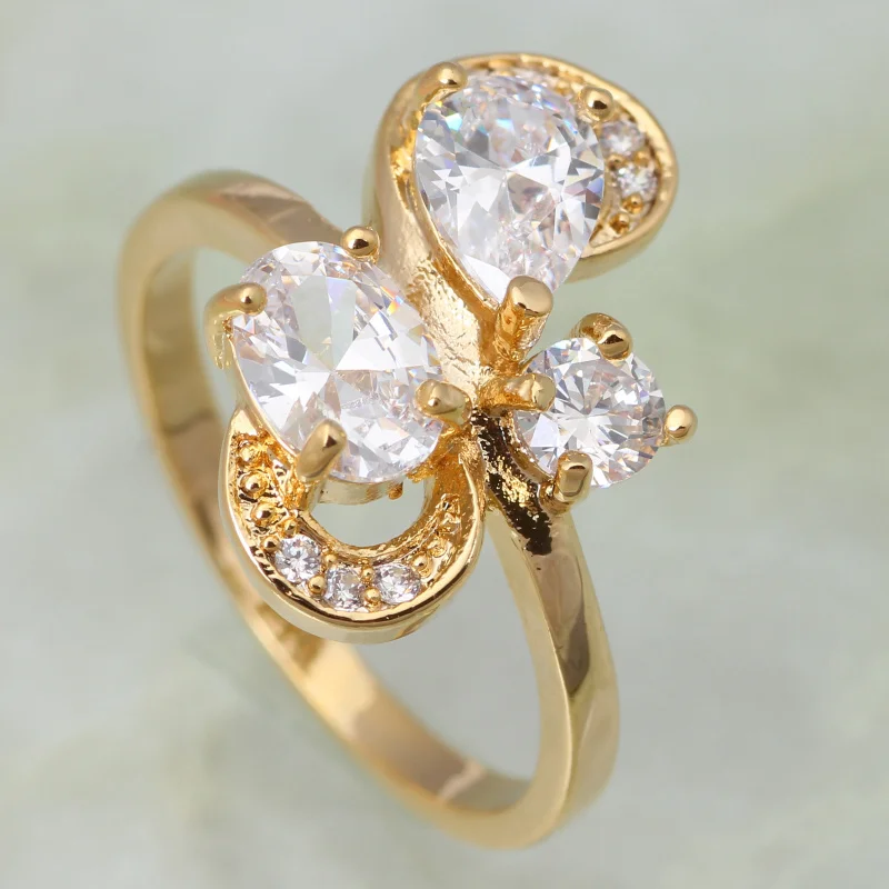 New 2021 Latest Design Top Quality Fashion Jewelry White Crystal Gold Ring Size 6 7 8 9 R214