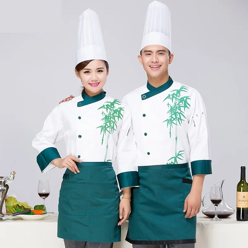 

New Design Chef Jacket Chinese Style Coffee Bar Restaurant Chef Uniform Hotel Kitchen Cook Clothes Baker Wear Plus Size B-5687