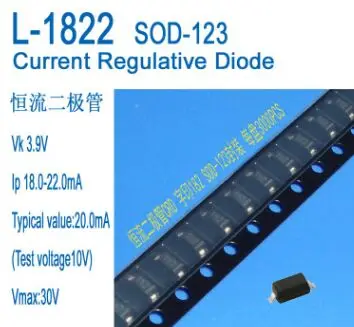 

Free shipping 50pcs/lot CRD Constant Current Diode 20mA LED Lamp Application L-1822 SOD-123 ip:18-22MA