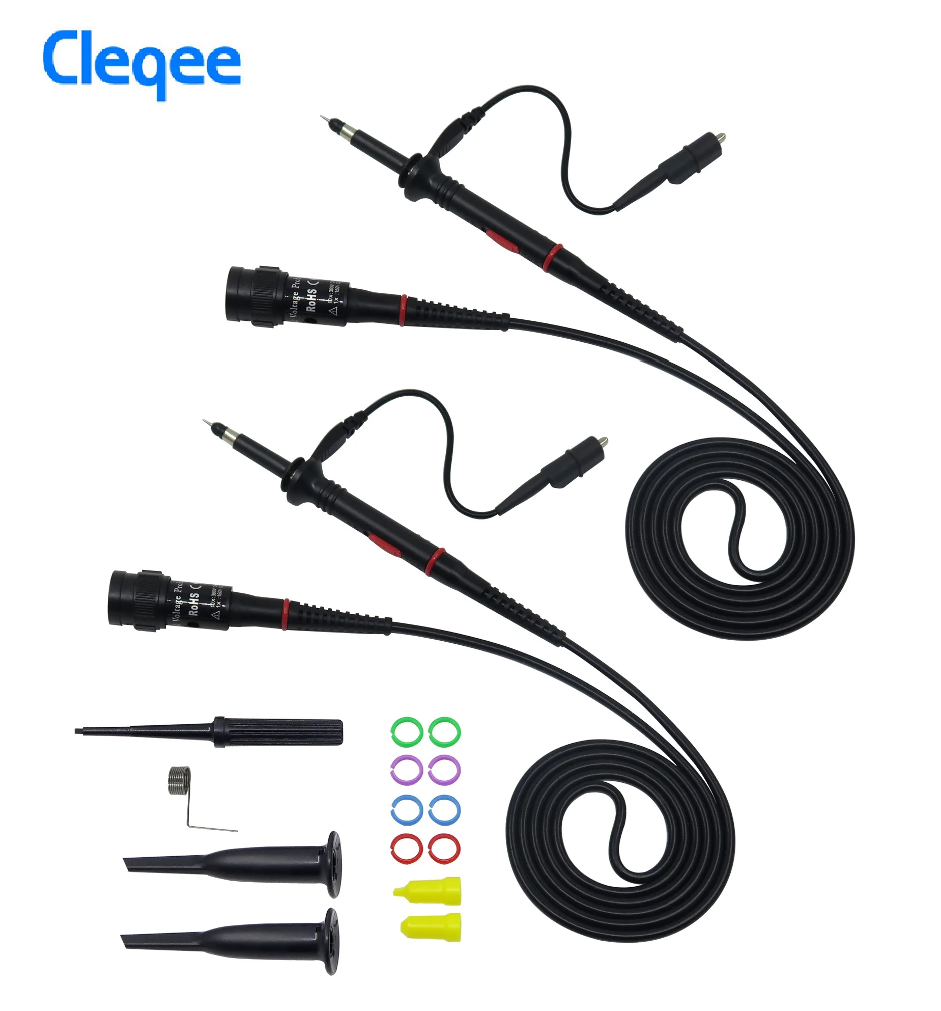 Cleqee High quality P2000 Series DC-60MHz~200MHz Oscilloscope Probe For Tektronix HP X1/X10 P2060 P2100 P2200 BNC Test Lead kit