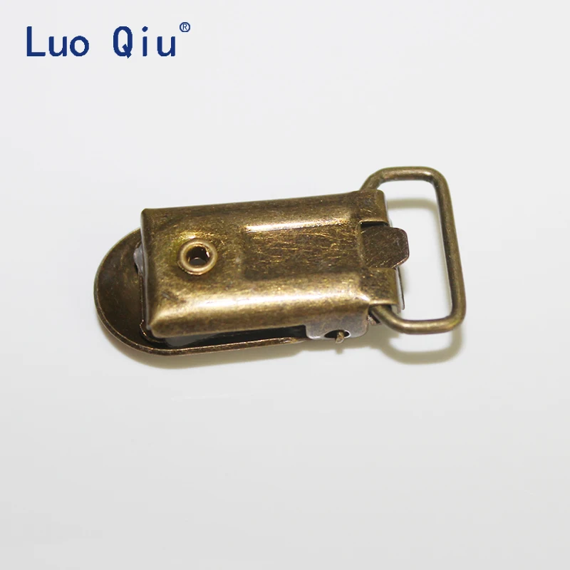 Luo Qiu 20pcs/lot 15mm 0.6 Inch Baby Round Metal Pacifier Clip Suspender Pica Holders Clips Antique Bronze Garment Accessories