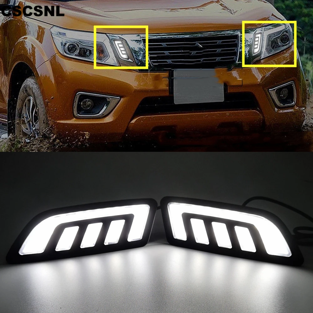 LED DRL Daytime Running Lights mask grille with turning signal For Nissan NAVARA NP300 D23 2015 2016 2017 2018 2019 Fog lamp