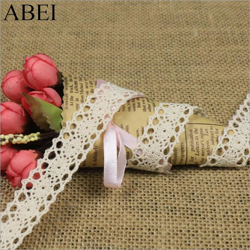 20yards/lot White Cotton Lace Trims Embroidered Beige Black Natural Cotton lace Fabric Material Scrapbooking Wedding Decors DIY