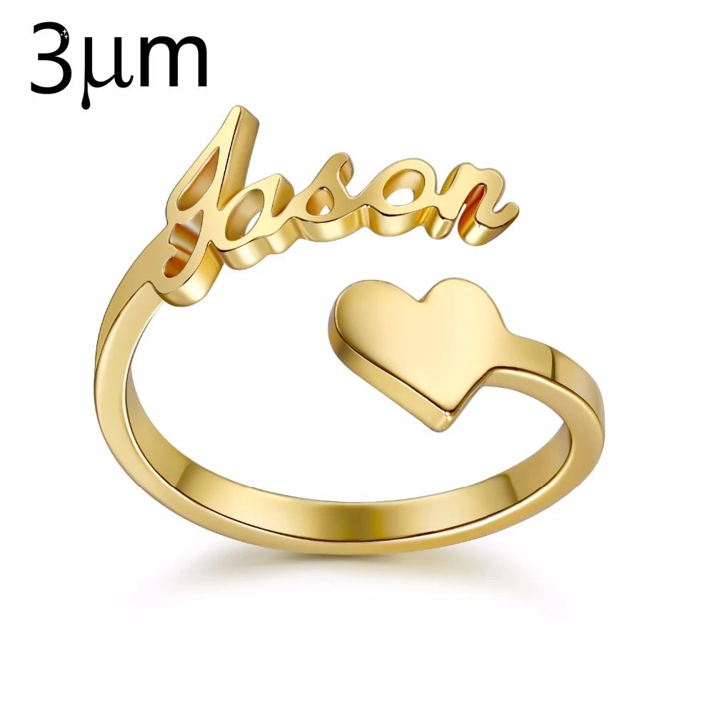 3UM heart custom Spiral Ring Personalized Name Ring With Heart Custom Nameplate Ring For Couple Lover Graduation Keepsake Gift