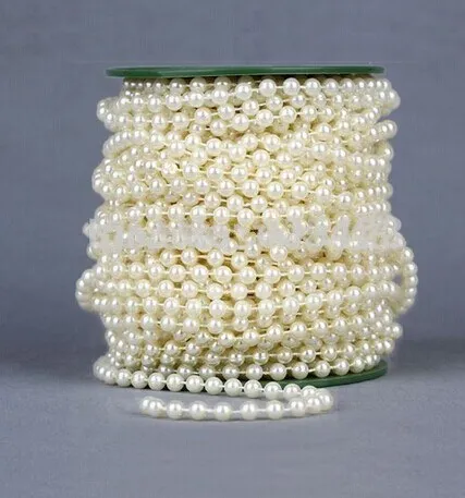 25Meters/roll 6mm Pearl Spray Strands Garland Spool Bridal Beads String Wedding Christmas Party Centerpiece Favor Crafting Decor