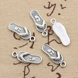 20pcs Charms Flip Flops Slipper 21x8mm Antique Bronze Silver Color Pendants Making DIY Handmade Tibetan Bronze Jewelry