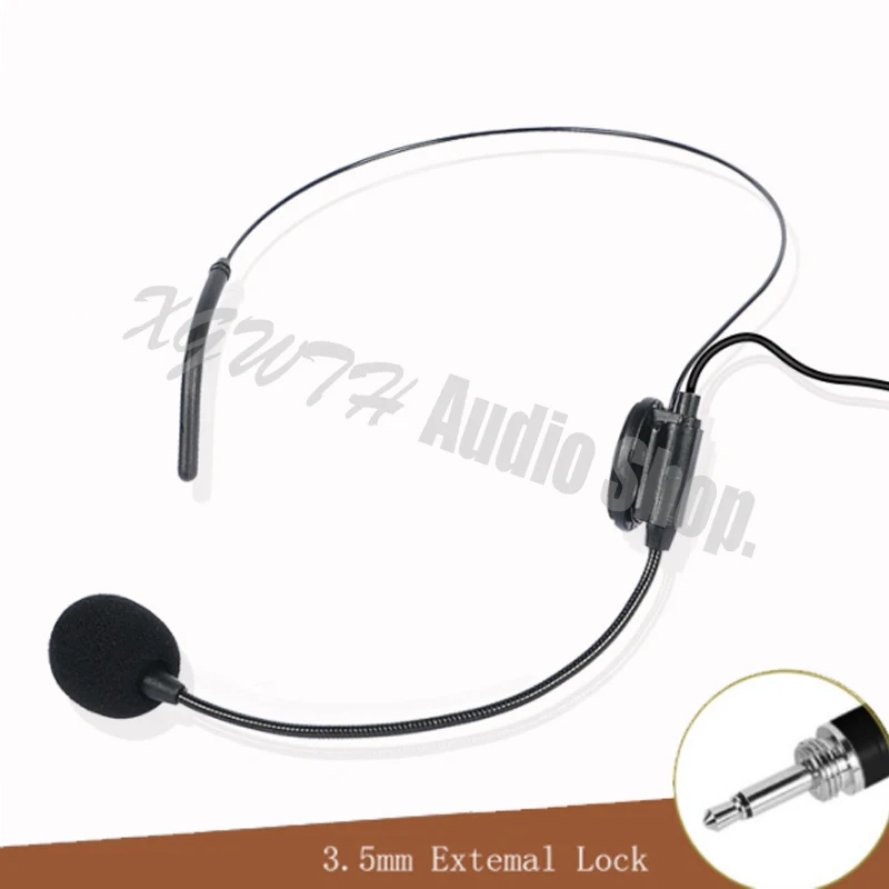 3.5mm Male Screw Plug Dual Ear Head Wearing Headset Condenser Microphone Audio Mic For FM Karaoke Wireless Bodypack Transmitter