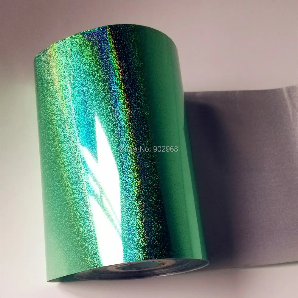 

(4rolls/lot ) Holographic foil green color K01 hot stamping on paper or plastic 16cm x 120m