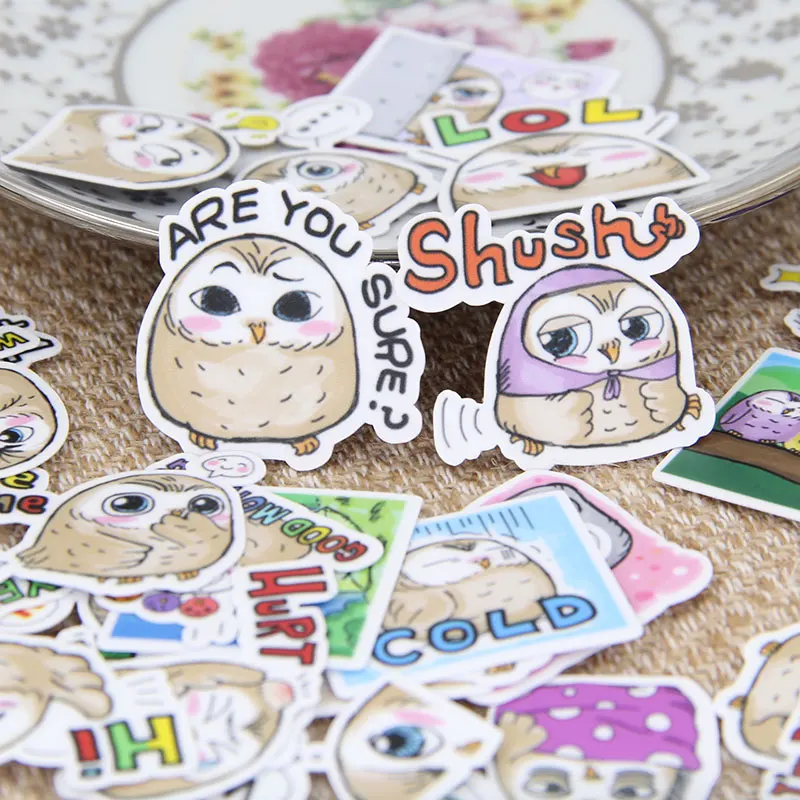 

40pcs Self-made Cute Owl Scrapbooking Stickers Owl Animal DIY Craft Sticker Pack Photo Albums Diary Decor