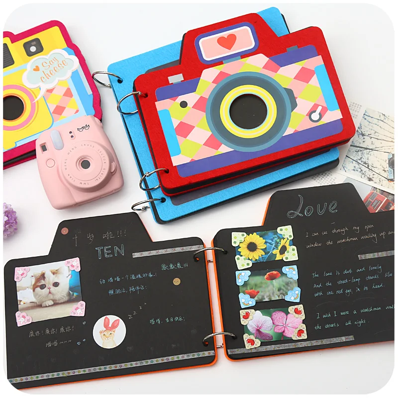 Vintage Camera Album Scrapbook 5/6/7 Inch Polaroid Photos Album Baby Memory Book DIY Scrapbooking Album image 2