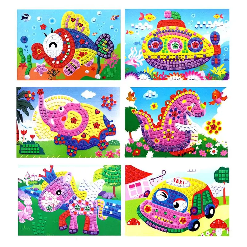 3D Puzzle Children DIY Foam Mosaic Stickers Art EVA Cartoon Crystal 3D Sticker Creative Intelligence Educational Toys For Kids