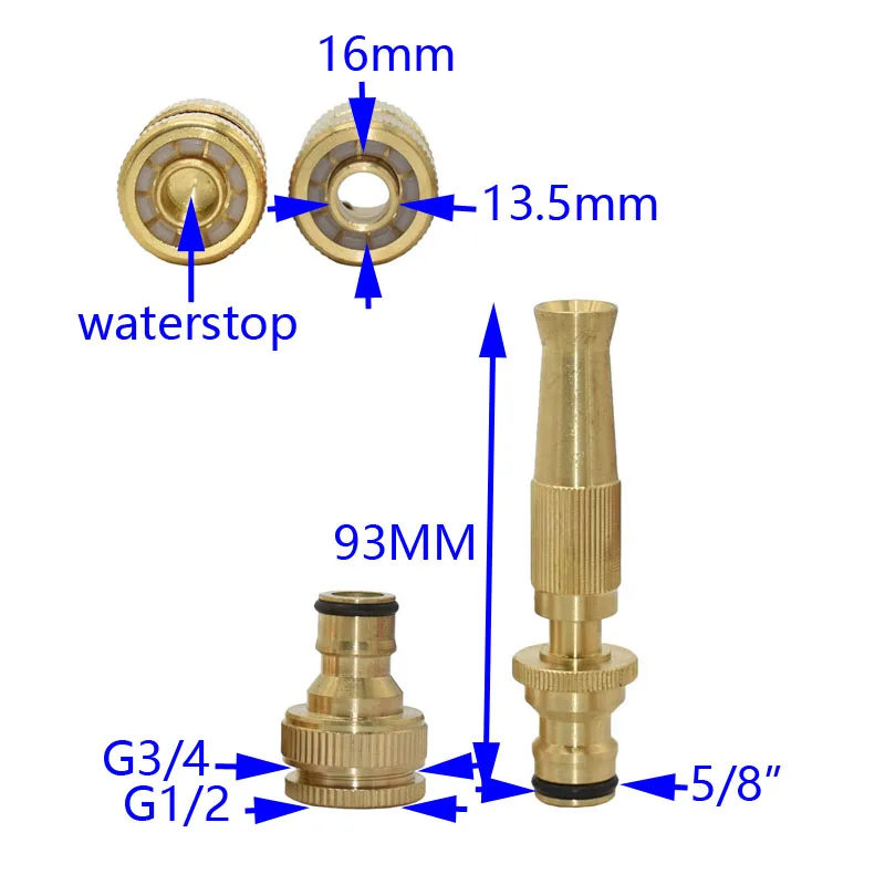 Mosiężne 1/2 Cal szybkie złącze wodne do mycia samochodu zestaw z pistoletem wody G1/2 G3/4 wąż ogrodowy złącze miedziane 1 zestaw