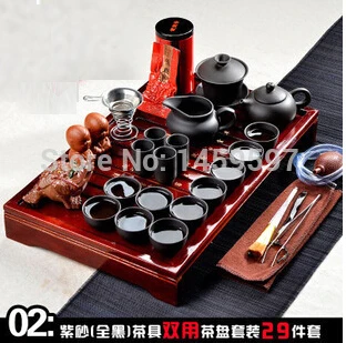 

Free Shipping Hot Sale Yixing Ceramic Kung Fu Tea Set Solid Wood Tea Tray Teapot 27-piece Tea Suit Chinese Tea Ceremony