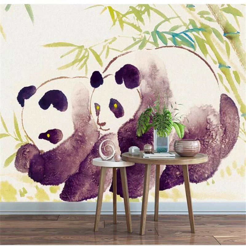 wellyu  Custom wallpaper  papier peint mural 3d   Panda Oil Painting National Treasure Wall  papel pintado pared  behang