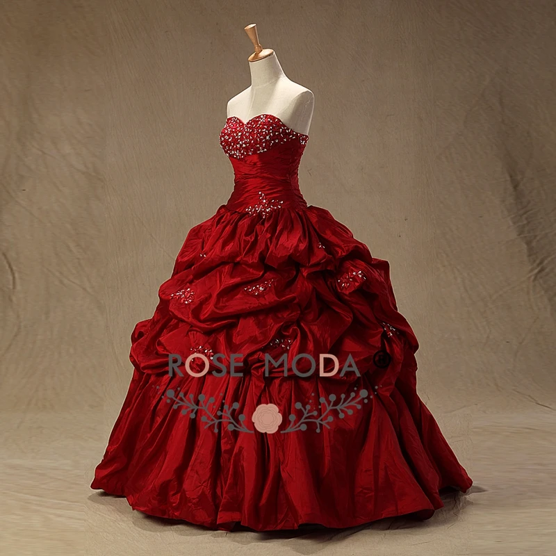 Rosa moda borgonha quinceanera vestido sem alças frisado vestido de baile fotos reais