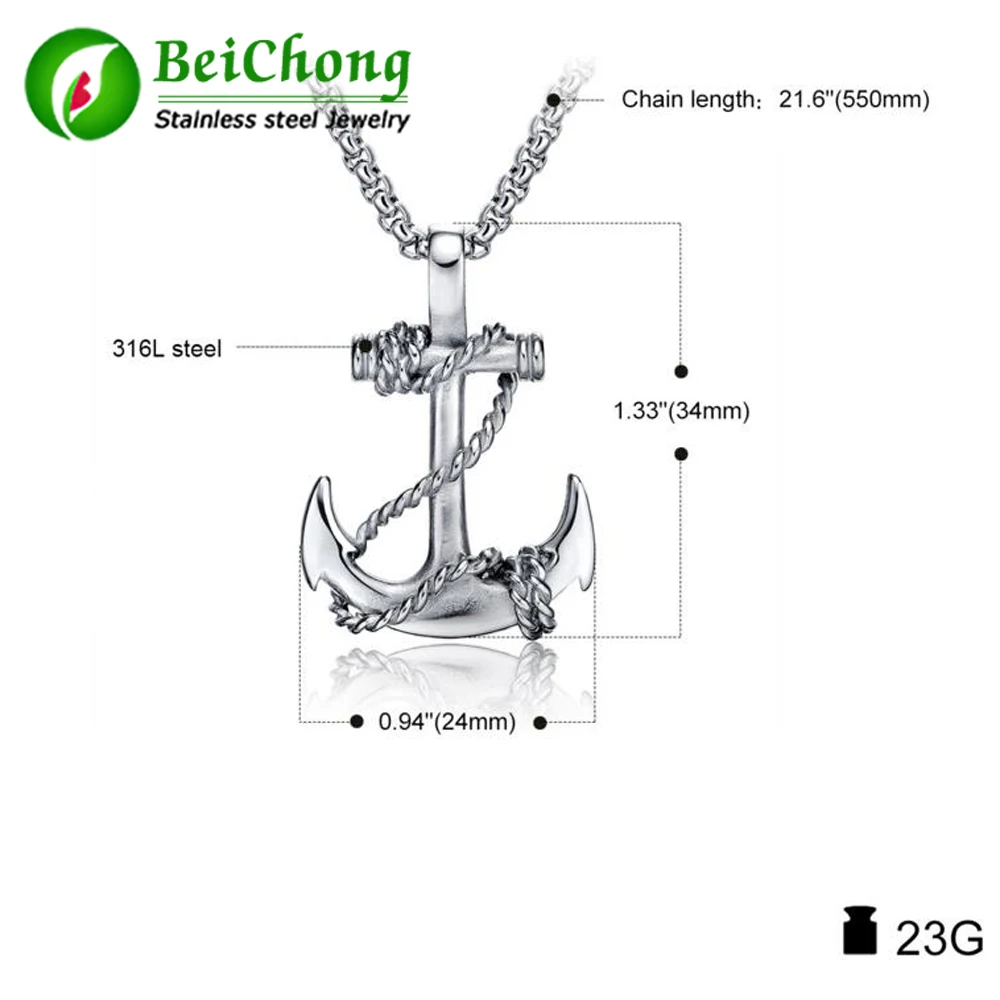 (10 pieces/lot) Anchor Necklaces & Pendants For Men Women 316L Stainless Steel Gold Chain Necklace Fashion Jewelry Collier