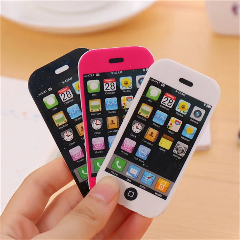 2pcs Novelty Kawaii Mobile Phone Eraser Office School Writing Supplies Clean Rubber Child Toys Gifts Student Creative Stationery