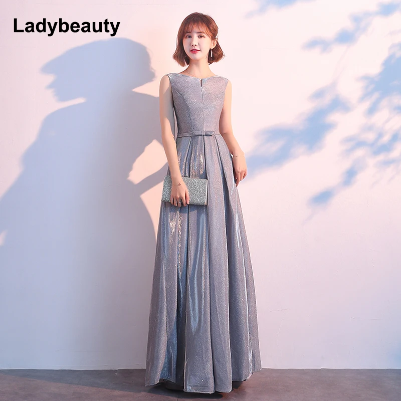 

Banquet evening dress 2019 Sleeveless Long Formal Dresses Fashion High Quality Lady Style Crystal Formal Dress
