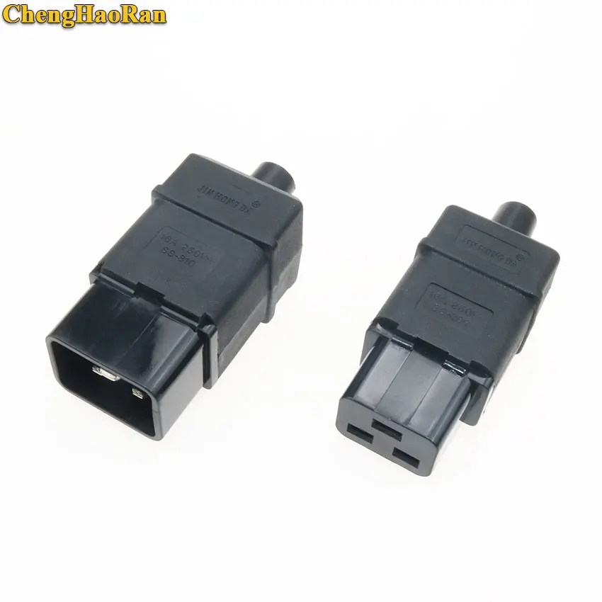 ChengHaoRan IEC-320 C19 C20 AC Electrical Power Cord Cable Connector Male Plug Female PDU/UPS Socket Adapter Adaptor CE RoHS FCC