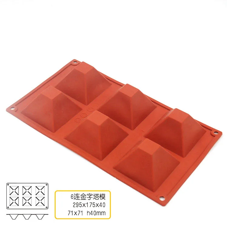Silicone 6 Caves (100 ml ) Pyramid Shape Cake Mousse Jelly Candy Ice  Mold Moulds Easily Unloading For Cake Baking