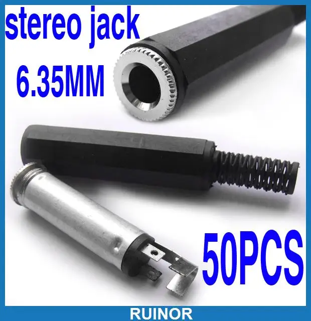 

50pcs 6.35mm 1/4inch Stereo Jack Welding Connector Adapter