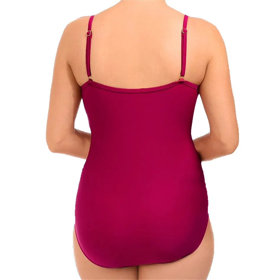 Ruffle One Piece Swimsuit Mature Women Cover Belly Swimwear Slimming Vintage Retro Bodysuit Bathing Suits Monokini Plus Size 3XL