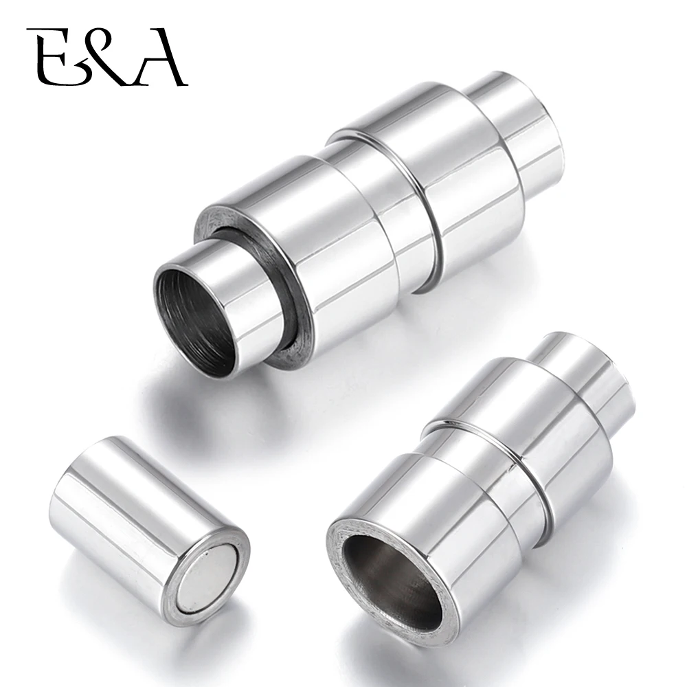 Stainless Steel Magnetic Clasp Mirror Finish Hole 6mm Leather Cord Clasps Magnet Buckle DIY Jewelry Making Bracelet Components