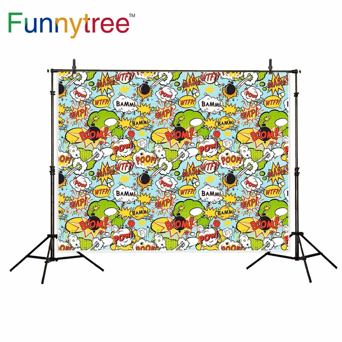 Funnytree backgrounds for photo studio Hero cartoon kids repeat bomb photography backdrop photocall photobooth prop