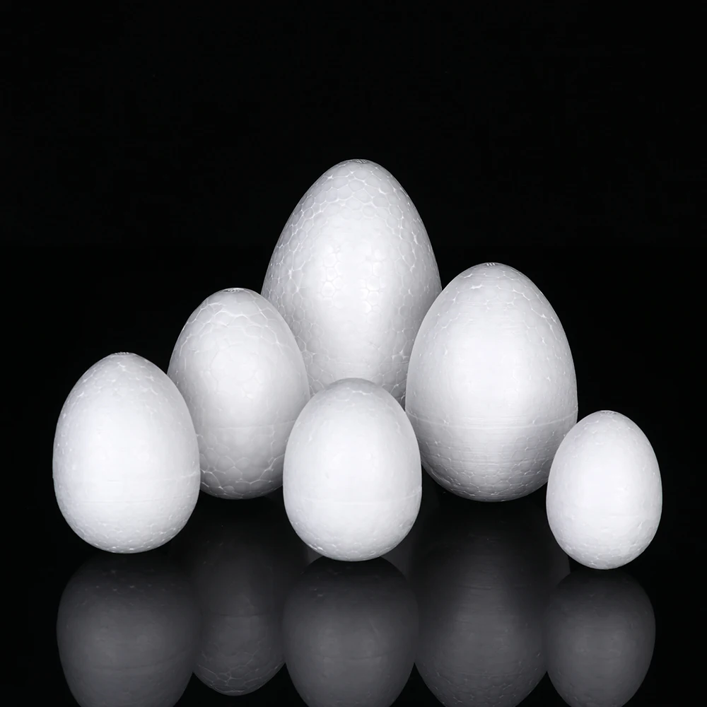 10PCS 4-12cm White Foam Easter Foam Egg Handmade DIY Painting Egg Ball Toys Styrofoam Easter Party Decoration Supplies