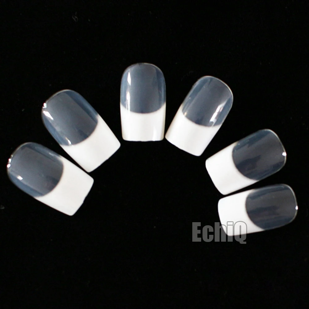 Long Clear Acrylic French Nail White Tip Classical Ladies False Nail Tips Designed Nail Art Tips Z725