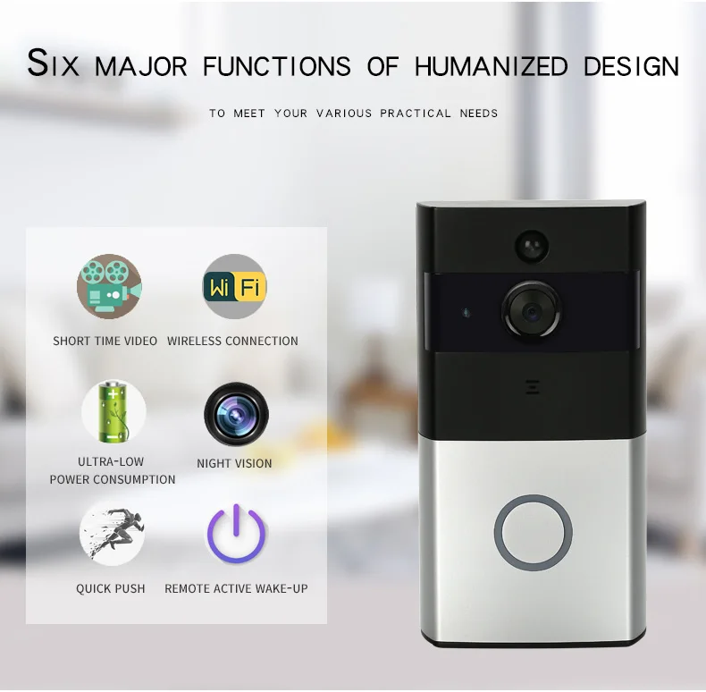 720p Long Time Standby Wireless Intercom WIFI Doorbell