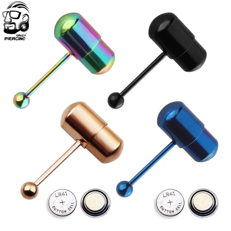 1 Pc Special Design Vibrating Tongue Piercing 1.6*18*5mm Barbell Stainless Steel Tongue Rings Body Jewelry Women Men