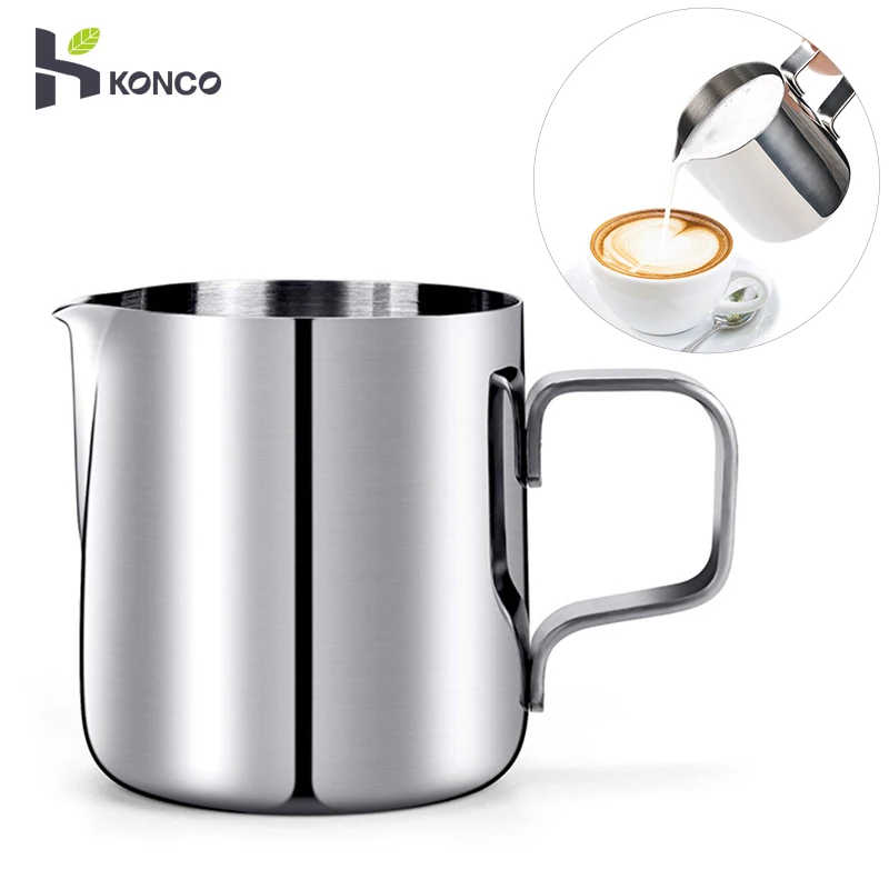 Konco 150ml Stainless Steel Milk Frothing Pitcher Coffee cup Boiler Cup Jug Creamer for Barista Espresso Machines