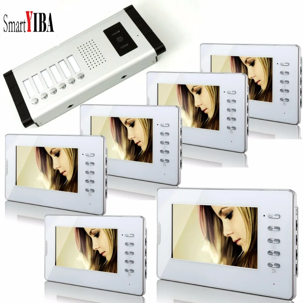 7" Building Video Intercom With 6 Calling Buttons Camera Video Door Phone Electric Door Lock Access Control Doorbell System