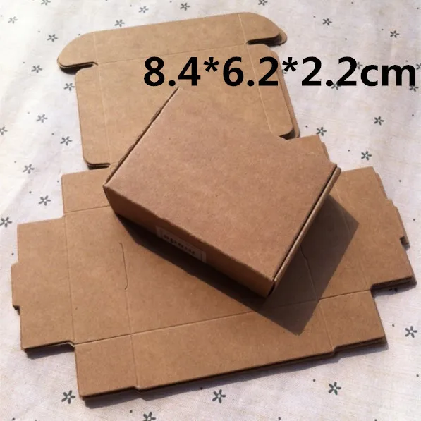 

8.4*6.2*2.2cm Kraft paper packing box Jewelry box Handmade soap box Favors Party Candy Cookies paper box 100pcs\lot