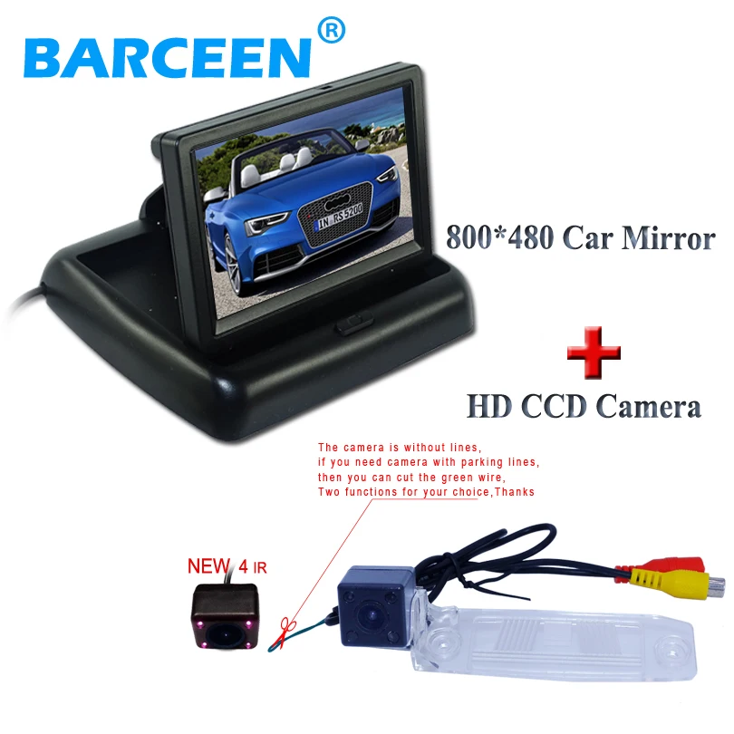 

promotion car rear view camera and screen monitor 1 set include 4.3" lcd screen with 4 IR glsaa lens for KIA SPORTAGE R