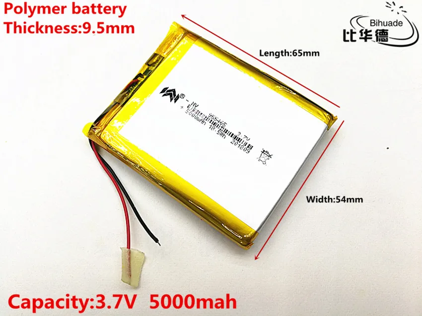 2pcs/lot 3.7V,5000mAH,[955465] PLIB; polymer lithium ion battery / Li-ion battery for tablet pc,power bank,E BOOK;