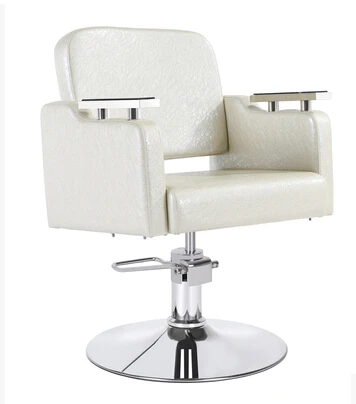 Pure white factory direct 360 degree rotation of the seat upscale salon chair barber chair haircut chair with armrests