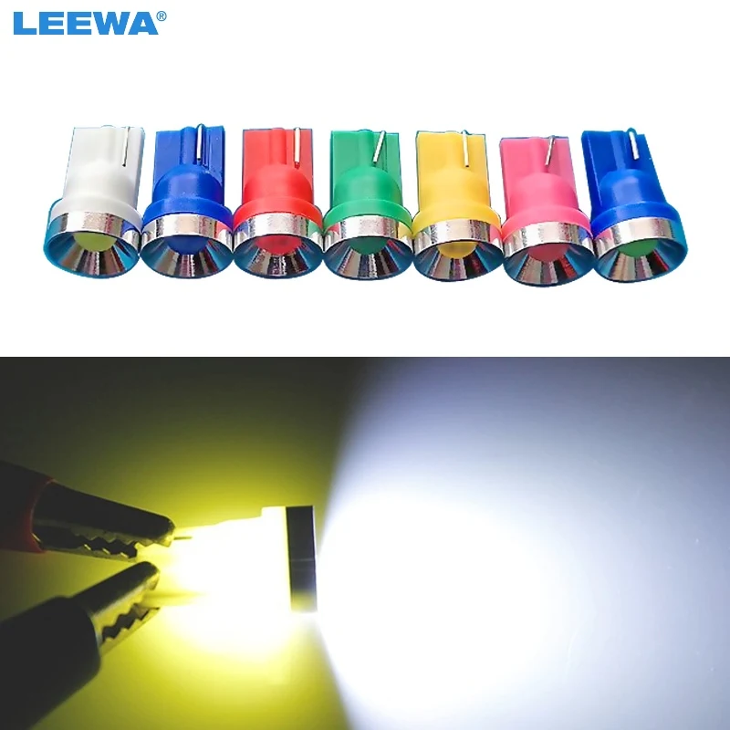 LEEWA 5pcs 2W Car T10 194 W5W Aluminum Floodlight Auto Dome LED Light Car Side Wedge Light Lamp 7 Colors  #CA4594