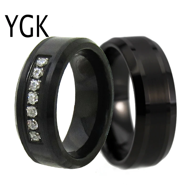 

8MM Black Tungsten Ring For Men Women Wedding Bands Engagement Rings Trendy Couple Rings For Lovers Anniversary Party Rings