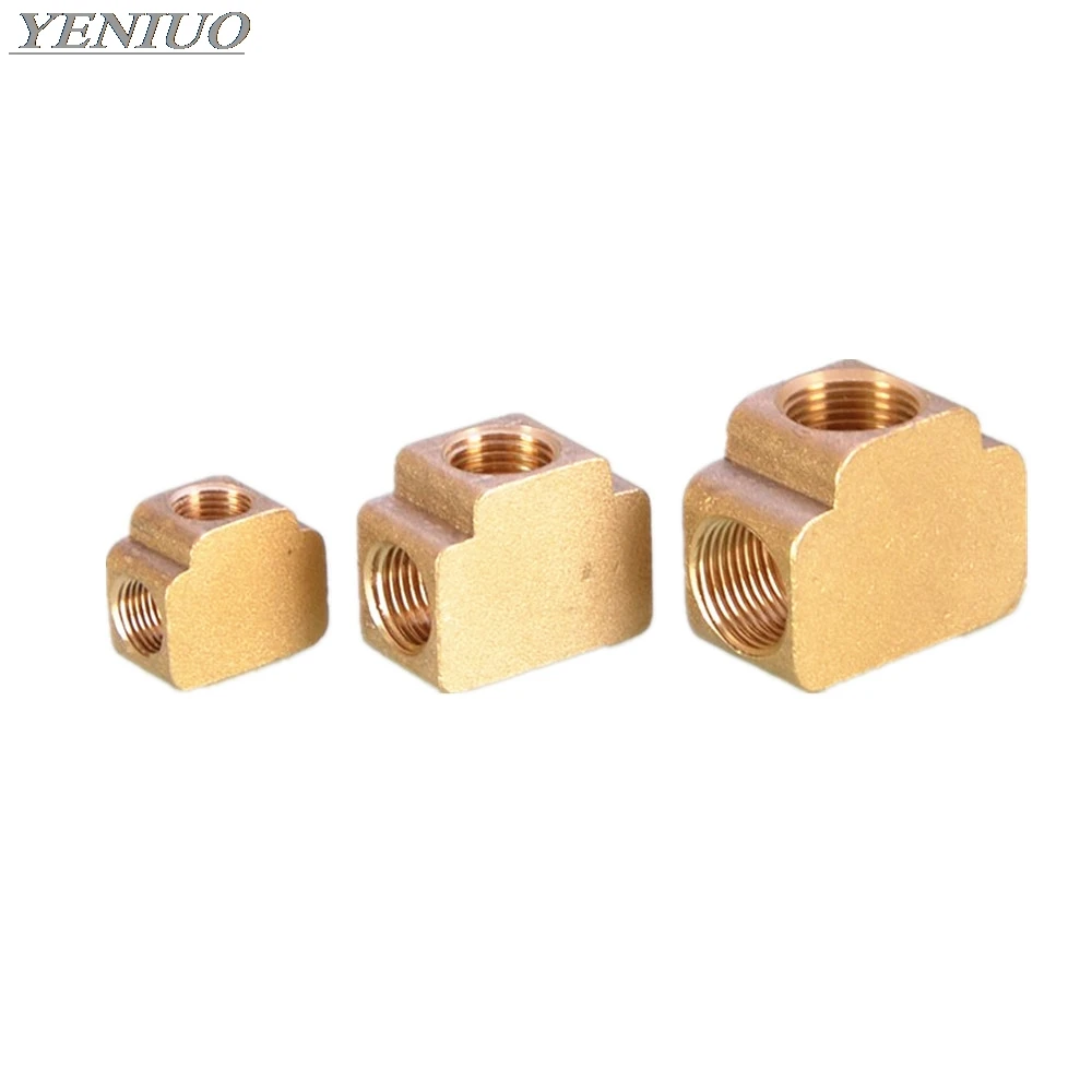 Tee 3 sposoby złącza do rur mosiężnych równe złącze żeńskie 1/8 "1/4" 3/8 "gwint bsp do układu smarowania układ hydrauliczny