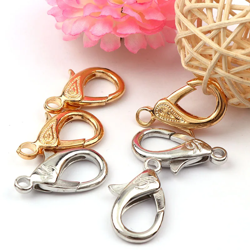 Double-Leaf&Shoes 20x31mm Gold&White K Lobster Clasps Hook Key Chain Components DIY Jewelry Bracelet Making Accessories