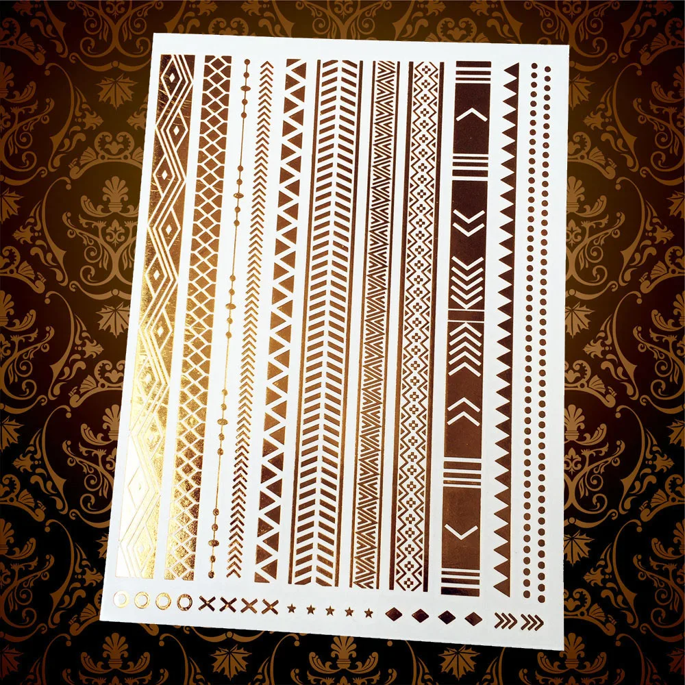 New Fashion Egyptian Pharaoh Gold Flash Tattoo Body Art Fake Tattoo Sticker 21*15cm Waterproof Sexy Indian Women Henna Selfie