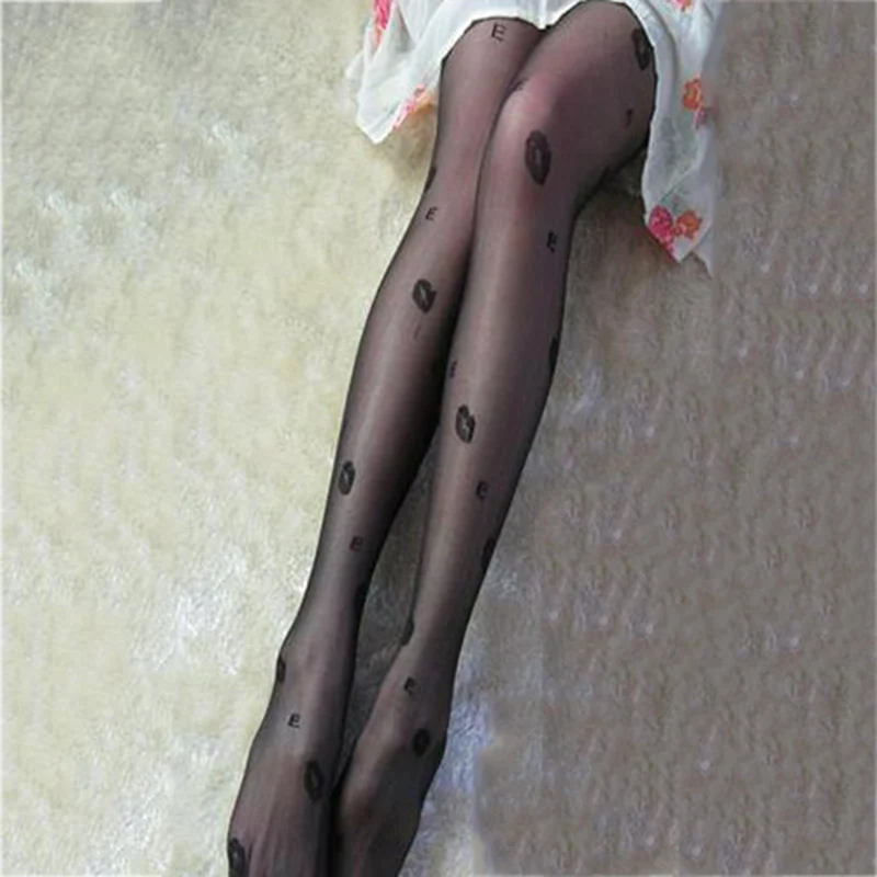 Fashion Trendy 4 Styles Women Fashion Black Pretty Peach Heart Style Pattern Jacquard Pantyhose Tights High Quality Women