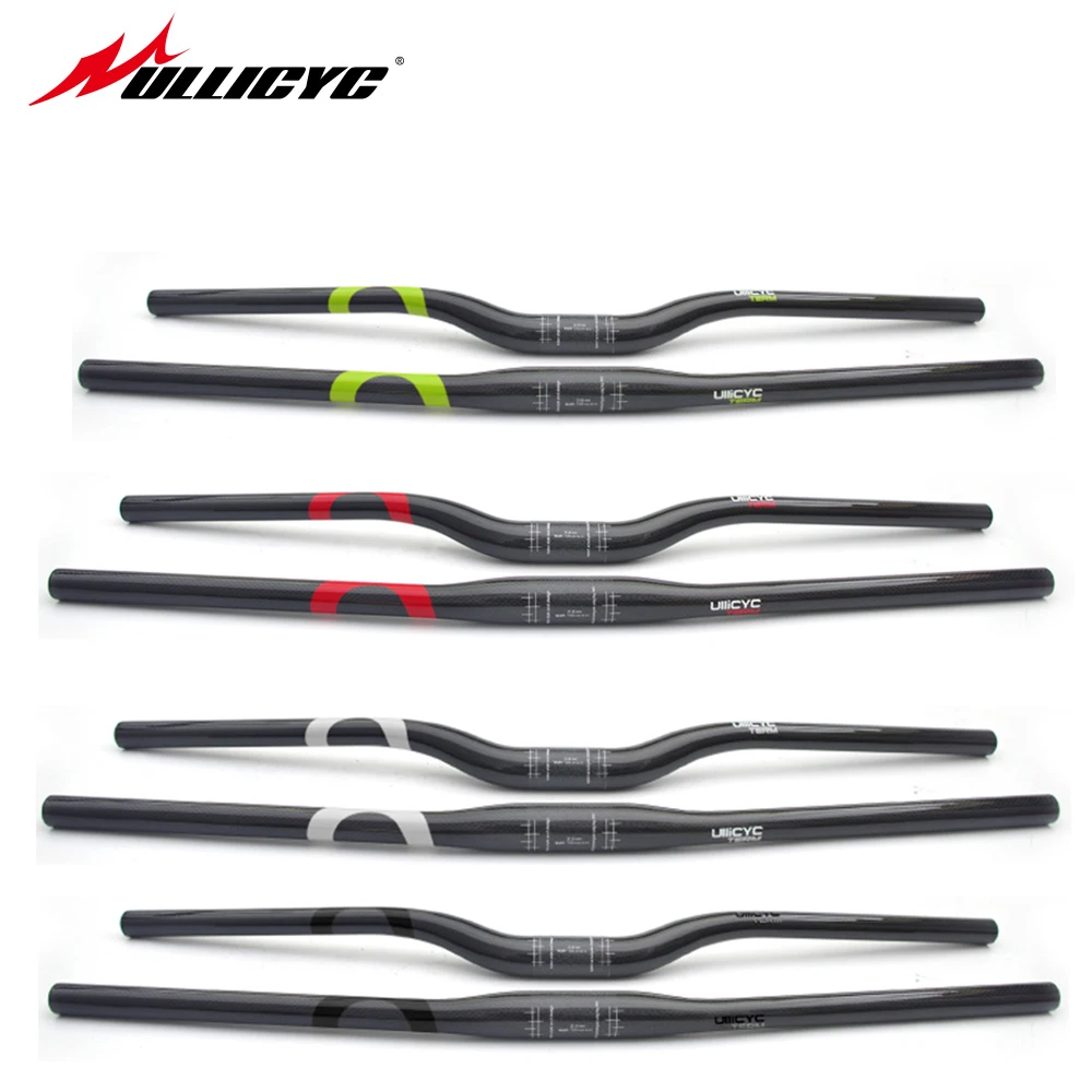 ULLICYC Colorful 3K Glossy Full Carbon Fiber MTB Bicycle Straight Flat/ Rise Handlebar Mountain Bike Handlebar 31.8*600-740mm