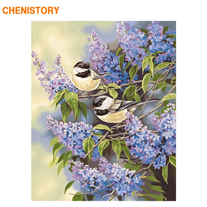 

CHENISTORY Frameless Birds Flowers DIY Painting By Numbers Acrylic Paint On Canvas Wall Painting Unique Gift For Home Decor Arts