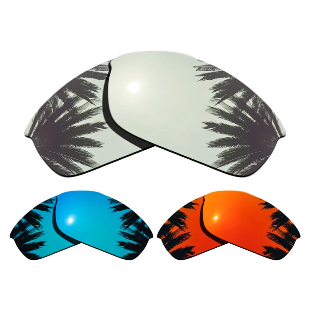 

(Blue+Silver Mirrored+Orange Red Mirrored Coating)3-Pairs Polarized Replacement Lenses for Flak Jacket 100% UVA & UVB Protection