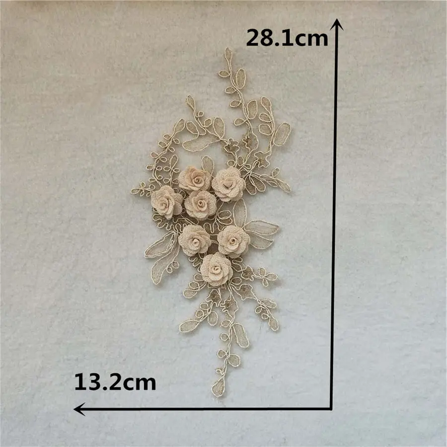 1pcs Golden Flower Embroidered Lace Neckline DIY Collar Trim Clothes Sewing Applique Embroidery Edge for Sewing Supplies Crafts