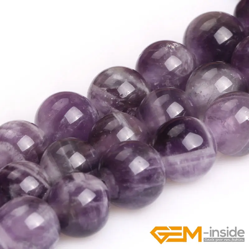 1.5mm-2mm Big Hole Natural Gem Stone Purple Dream Lace Amethysts Round Beads For Jewelry Making 15\