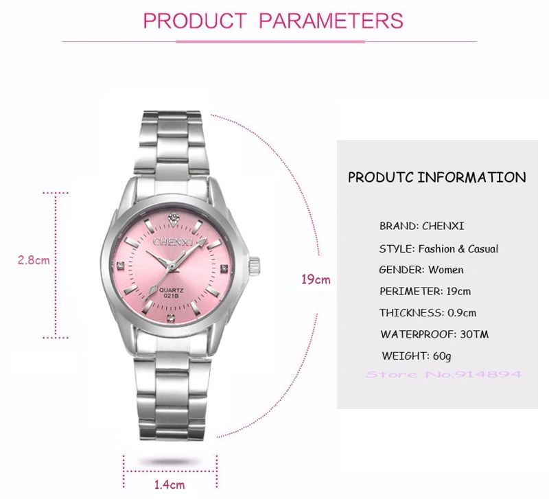 CHENXI Luxury Quartz Watch Women Casual Fashion Ladies Waterproof Stainless Steel WristWatches